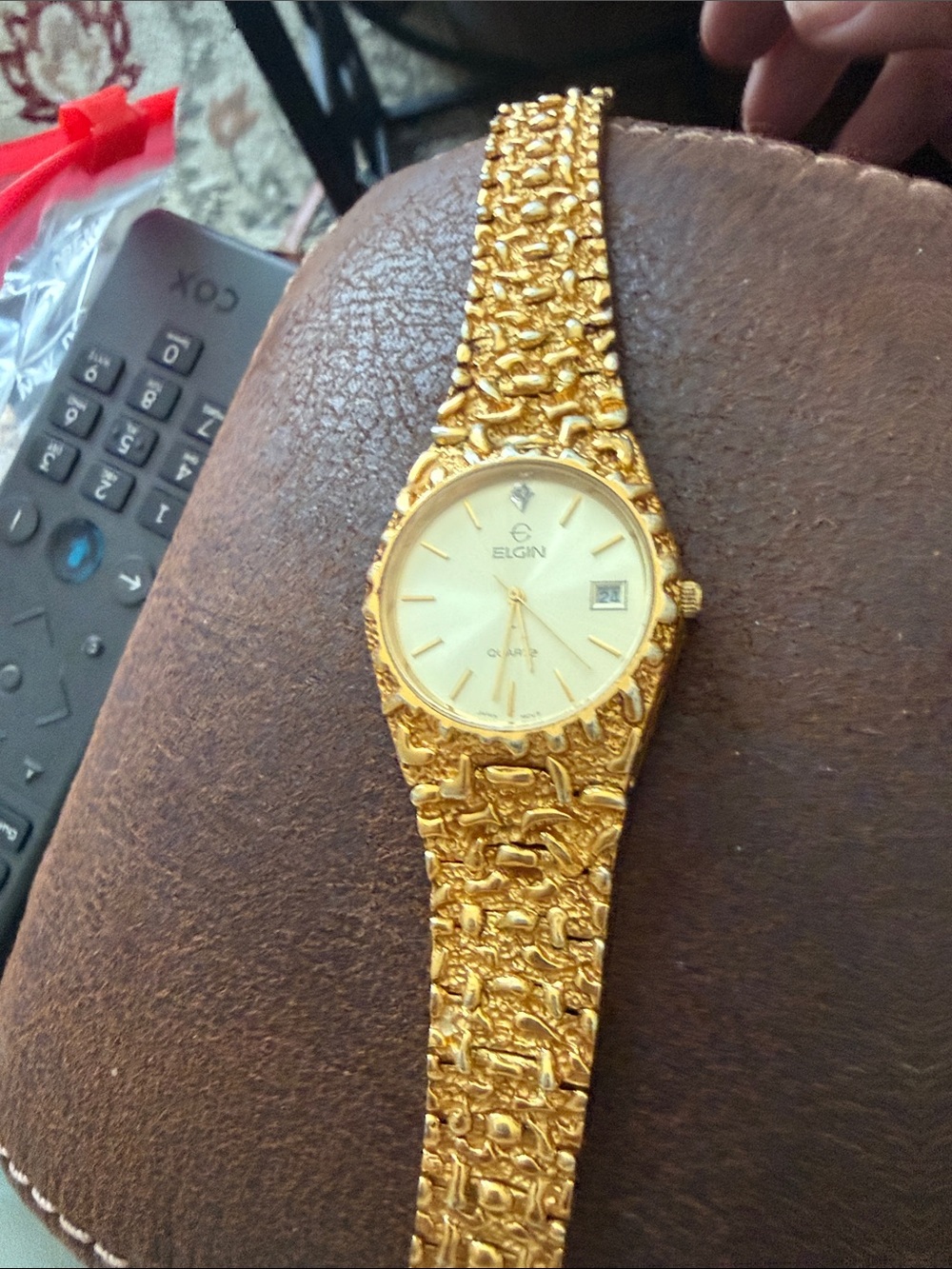 Gold-Tone men’s ' Textured Bracelet Watch